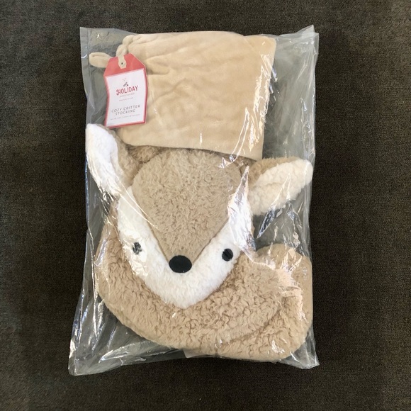 Pottery Barn Oatmeal Sherpa Fawn Cozy Critter Christmas Stocking - Picture 1 of 8